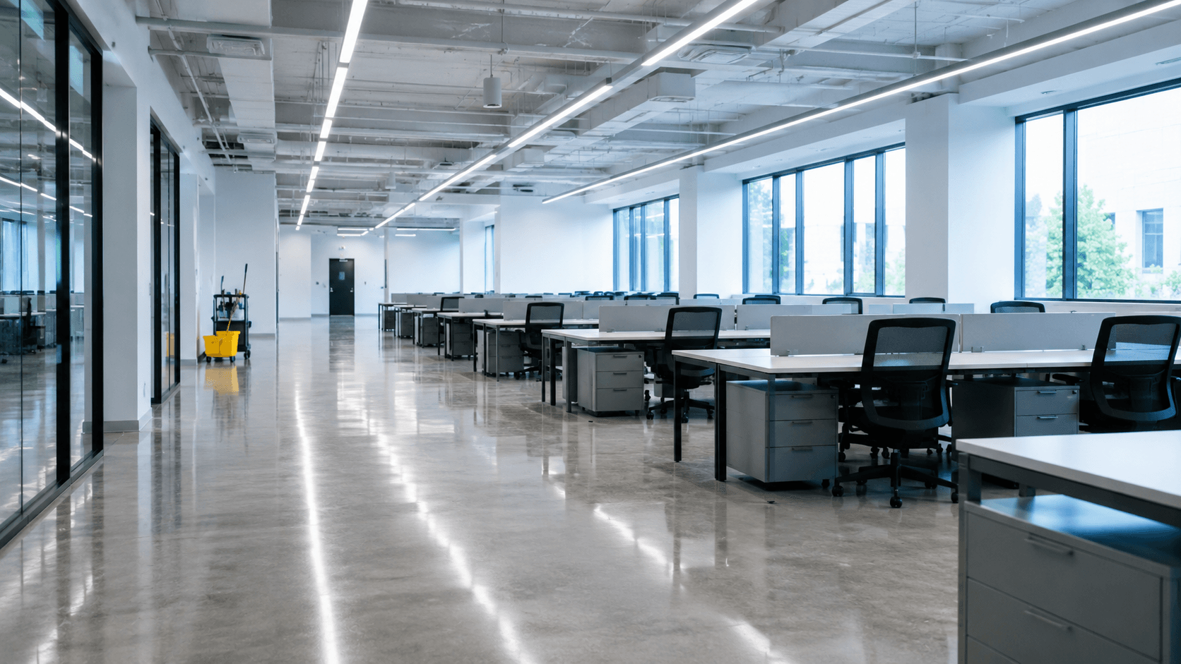 Freshly cleaned modern home office space